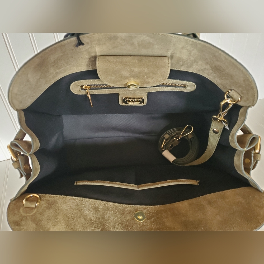 Claudia Firenze Suede Leather Tote Bag NWT - Picture 6 of 7